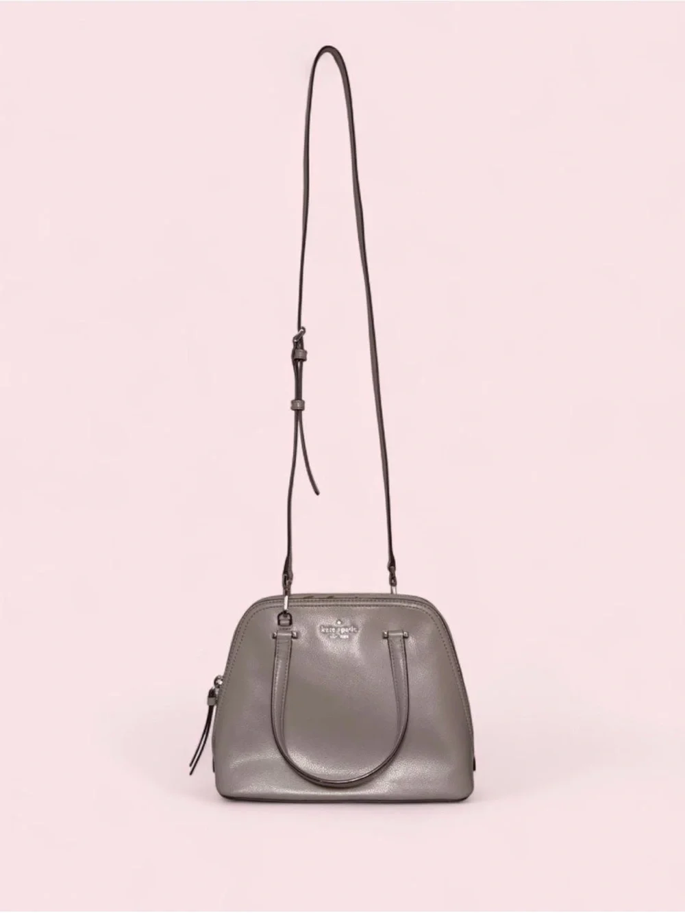 Kate Spade Patterson Drive Small Dome Satchel Taupe Gray Leather Crossbody